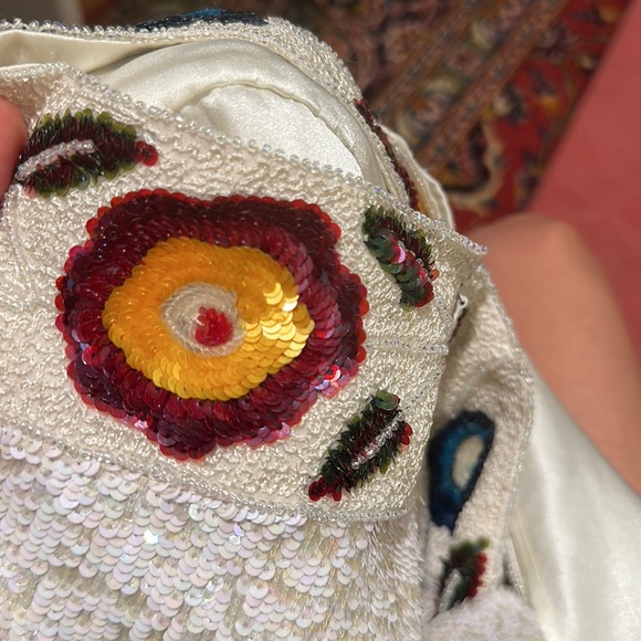 RARE Emma Black hand-beaded skirt in white silk - Picture 6 of 6